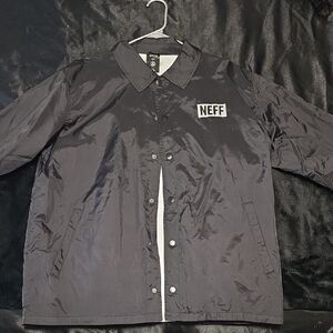 Neff Black Lightweight Coach Jacket with White Logo